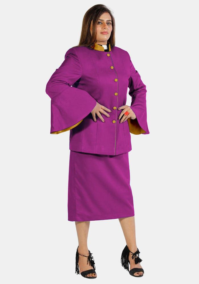 eClergy's Red Purple Gold Flared Sleeve Clergy Suit