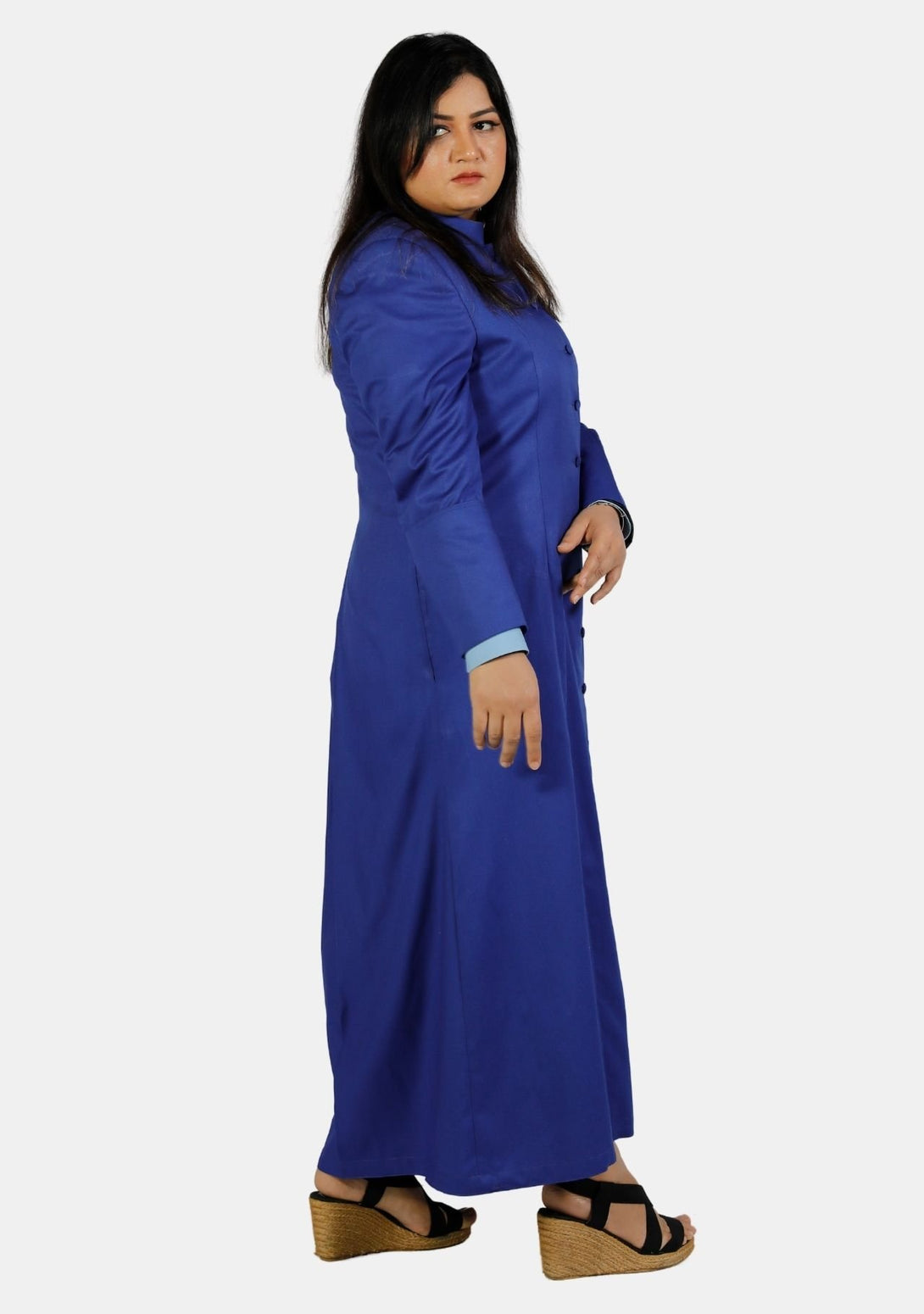 Blue Clergy Robe with 14 Fabric Buttons and Soft Comfort – eClergys