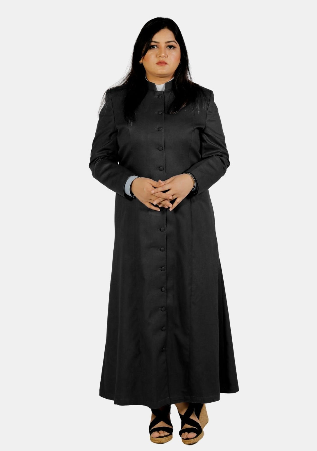 Female Clerical Black Robe with 14 Fabric Covered Buttons on Front ...