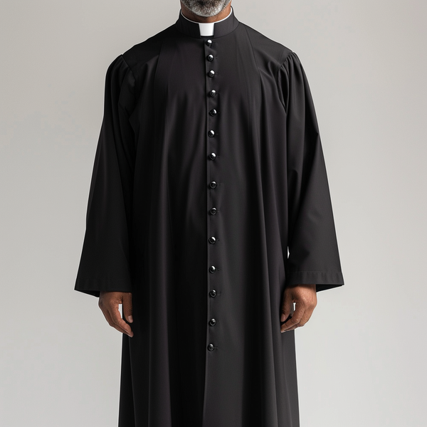 Stylish modern minister robe for men, blending contemporary design with traditional ecclesiastical elegance and comfort.