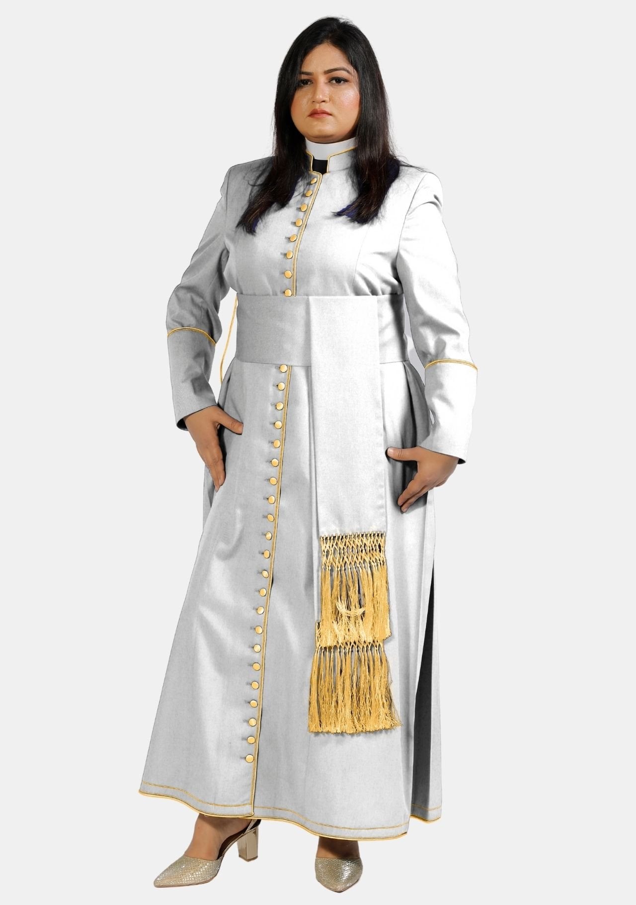 Luminous Liturgy Cassock for Womens White – Gold | eClergys™