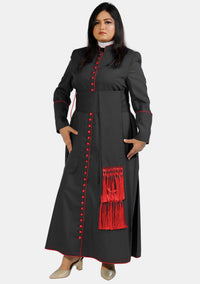 Black Cassock with Red Piping for Female