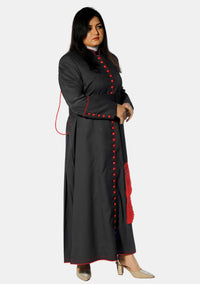 Black Cassock with Red Piping for Female