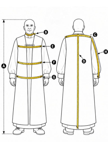 Clergy chimere measuring guide sketch